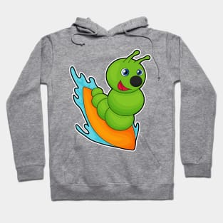 Caterpillar as Surfer with Surfboard Hoodie